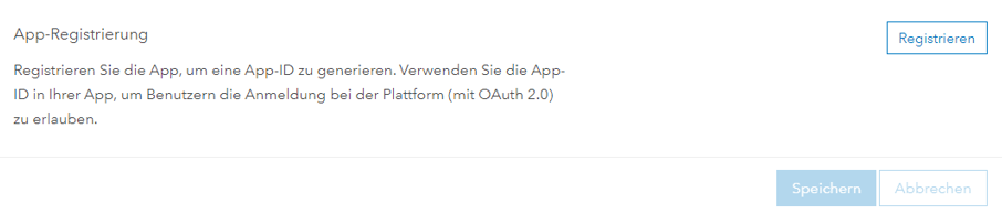 Führen Sie einen Bildlauf bis zum Abschnitt App-Registrierung durch, und klicken Sie auf Registrieren" Führen Sie einen Bildlauf bis zum Abschnitt App-Registrierung durch, und klicken Sie auf Registrieren"