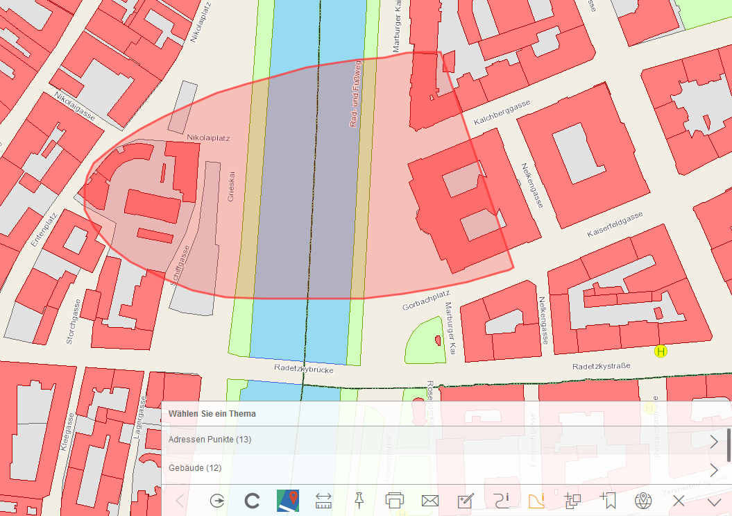 Auswahl über Fläche im mobile Client