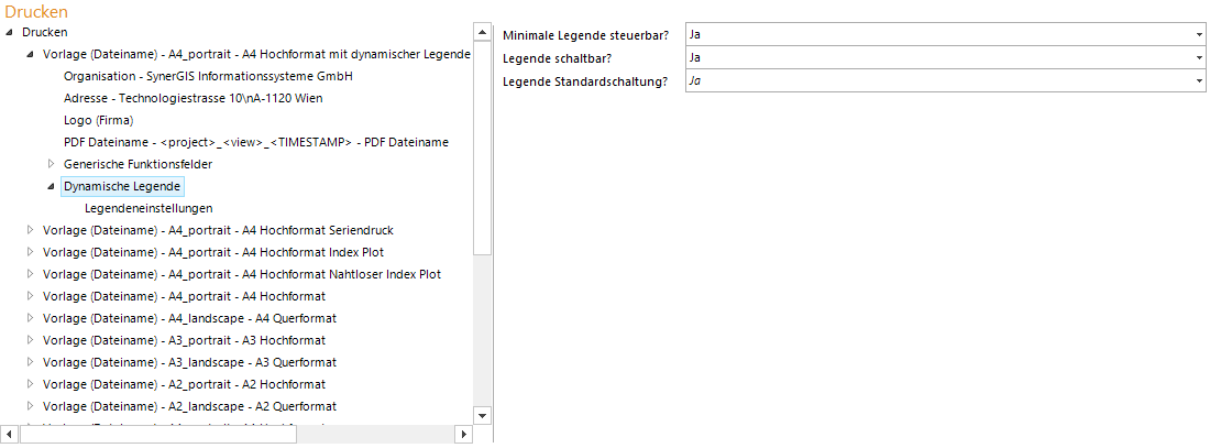 Konfiguration - Dynamische Legende für Druckvorlagen