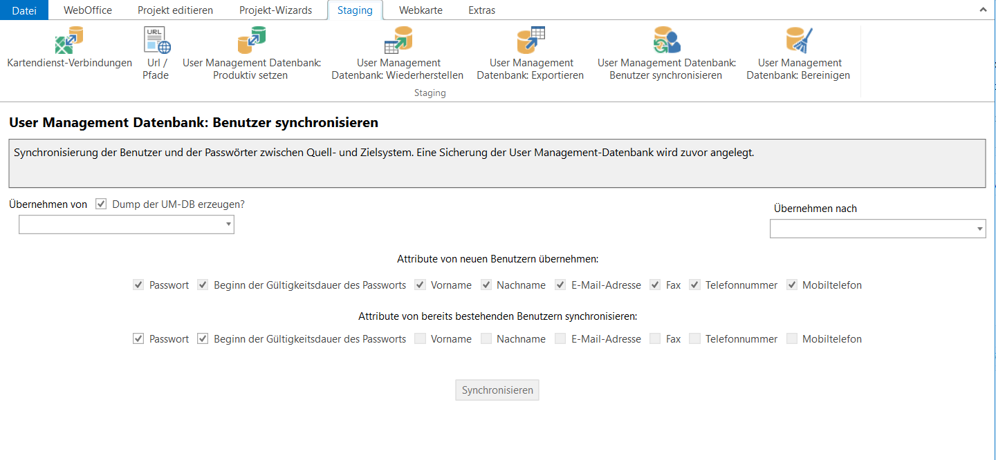 Dialog zum Benutzer synchronisieren