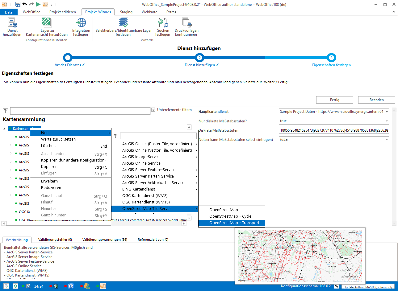 Assistent "Kartendienst himzufügen" - Auswahl eines OpenStreetMap Tile Server