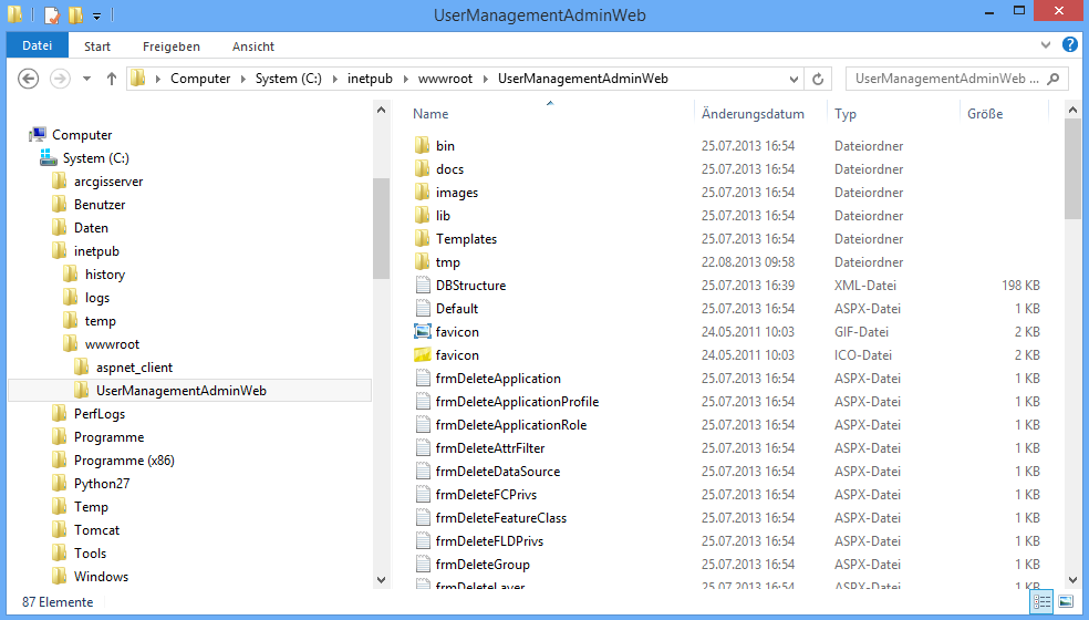 Verzeichnis UserManagement Admin Web