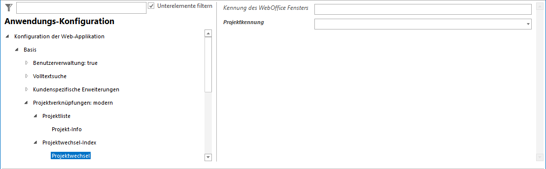 Konfiguration des Projektwechsel 