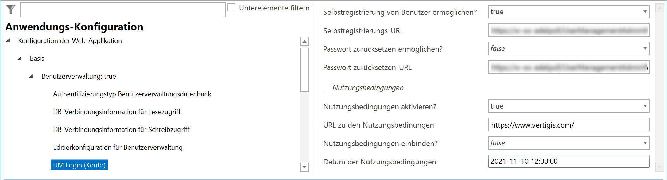 Anwendungskonfiguration - UM Login (Konto)
