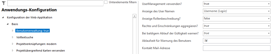 Konfiguration der Benutzerverwaltung