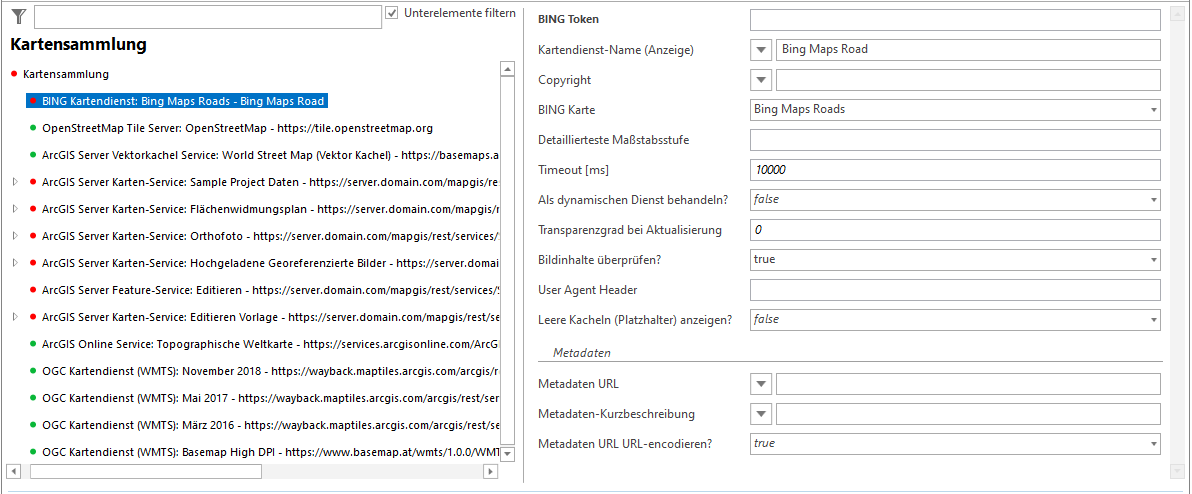 BING Kartendienst Konfiguration BING Kartendienst Konfiguration
