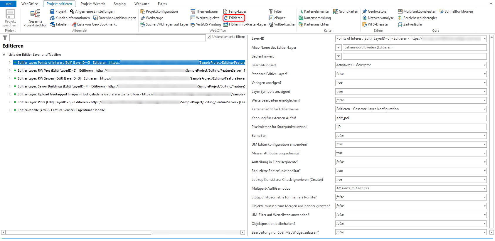 Beispiel einer Editier-Layer Konfiguration