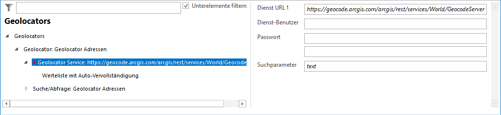 Geolocator Service - Konfigurationsparameter