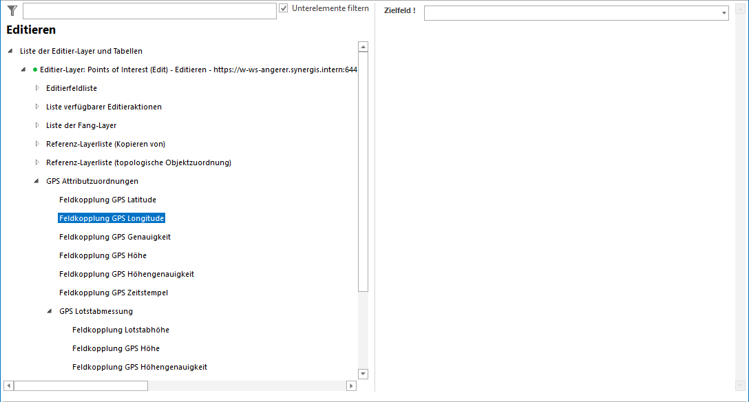 Konfiguration der GPS Attributzuordnung - Latitude