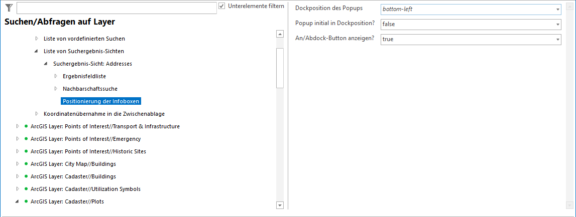 Positionierung der Infoboxen Konfiguration