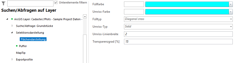 Konfiguration Flächendarstellung