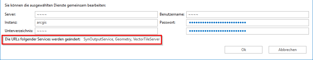 Ändern von Parametern der Kartendienstverbindungen