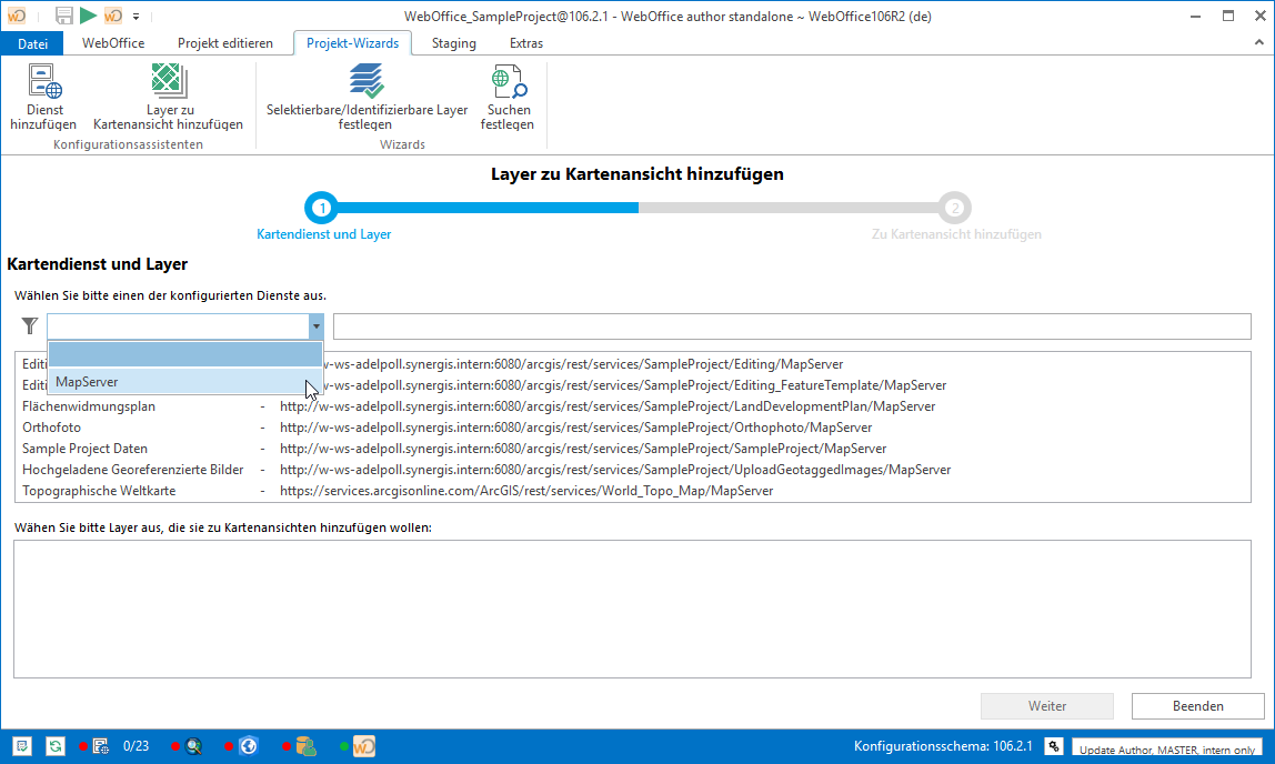 Auswahl des Kartendienstes