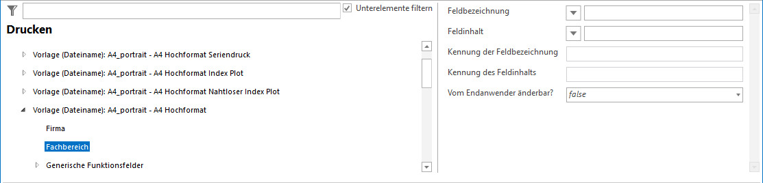 Konfiguration Fachbereich