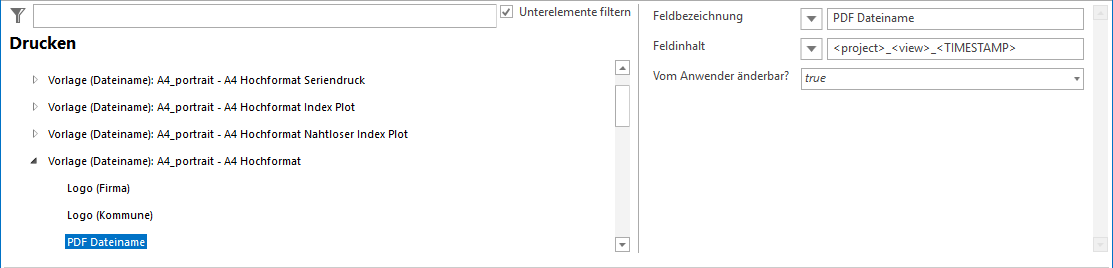 Konfiguration - PDF Dateiname