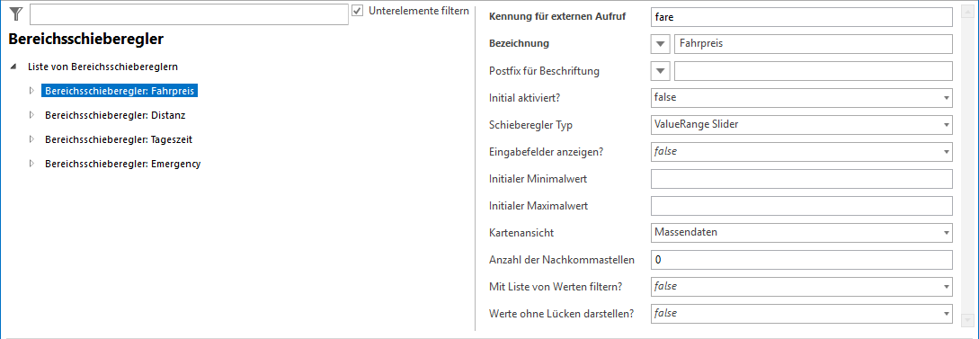 Konfiguration eines Bereichsschiebereglers Konfiguration eines Bereichsschiebereglers