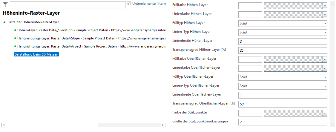 Konfiguration - Darstellung beim 3D Messen