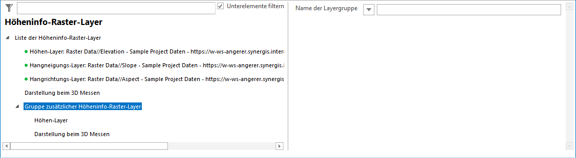 Konfiguration - Hinzufügen zusätzlicher Gruppierungen von Höheninfo-Raster-Layer