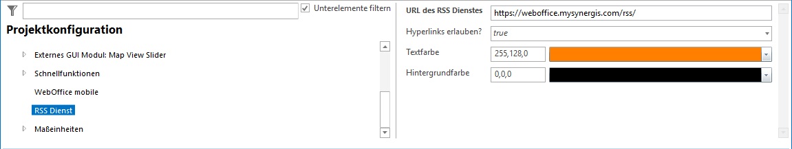 Konfiguration - RSS Dienst Konfiguration - RSS Dienst