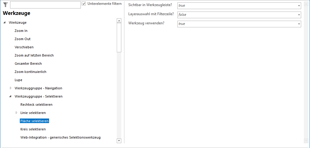 Konfiguration Selektieren-Polygonselektion