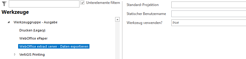 Konfiguration WebOffice extract server - Datenextraktion