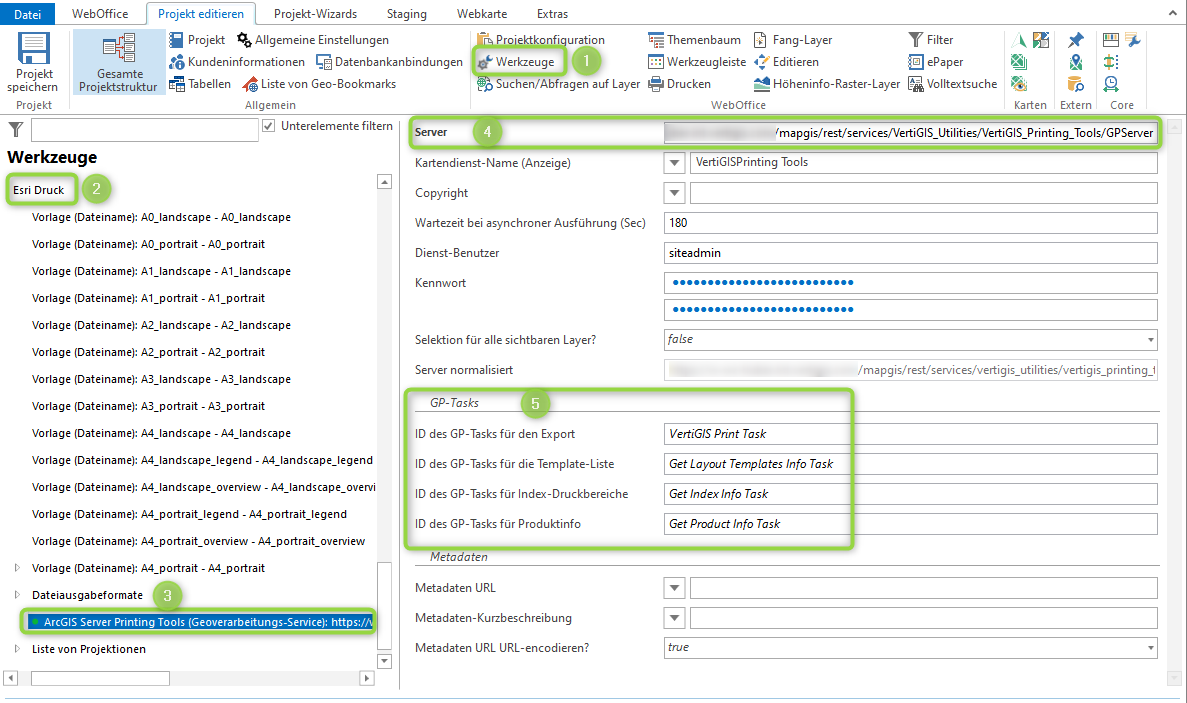 Konfiguration bei Verwendung von VertiGIS Printing Tools