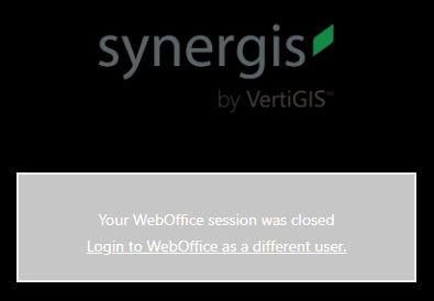 WebOffice 10.9 R5 info page displayed after log out