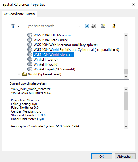 Select coordinate system Select coordinate system