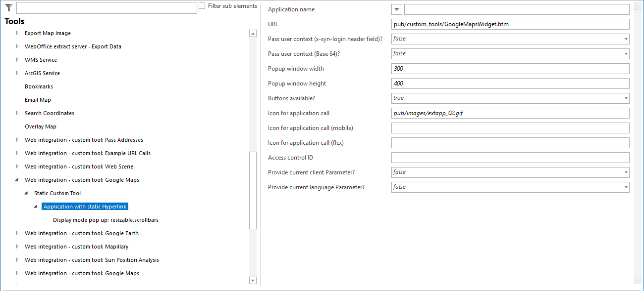 Configuring a static custom tool for Google Maps © Call