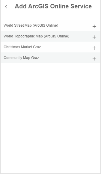 Add ArcGIS online services in the WebOffice mobile client - phone mode Add ArcGIS online services in the WebOffice mobile client - phone mode