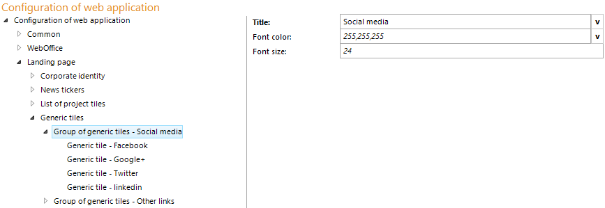 Configuration - groups of generic tiles Configuration - groups of generic tiles