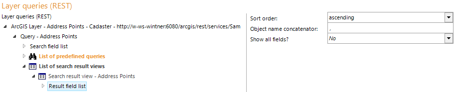 Result field list configuration Result field list configuration