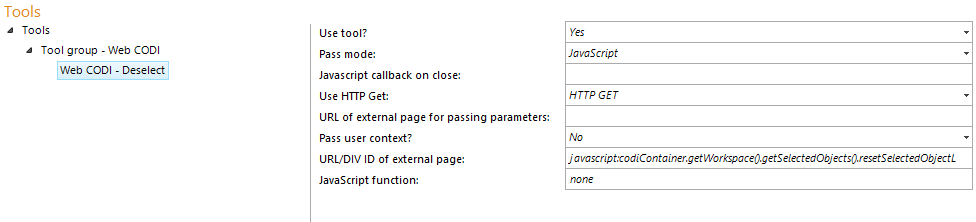 Configuration - Web CODI Deselect Configuration - Web CODI Deselect