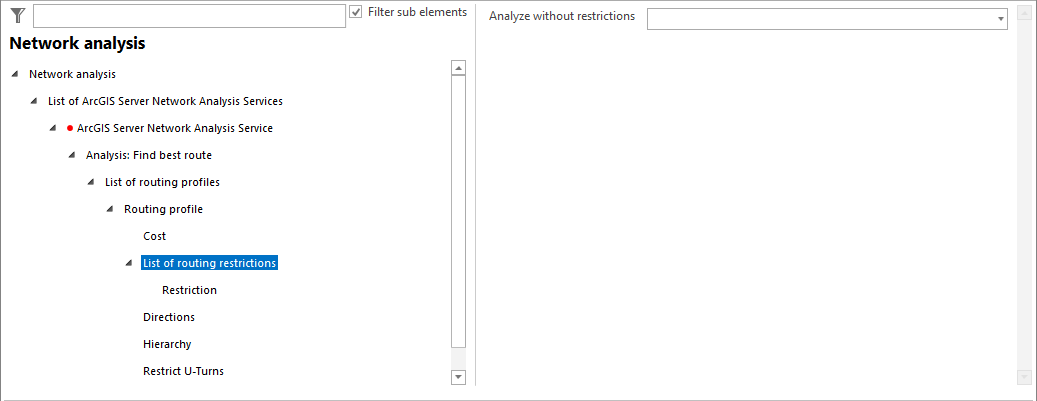 List of routing restrictions configuration
