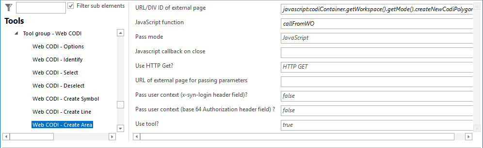 Configuration - Web CODI Create Area