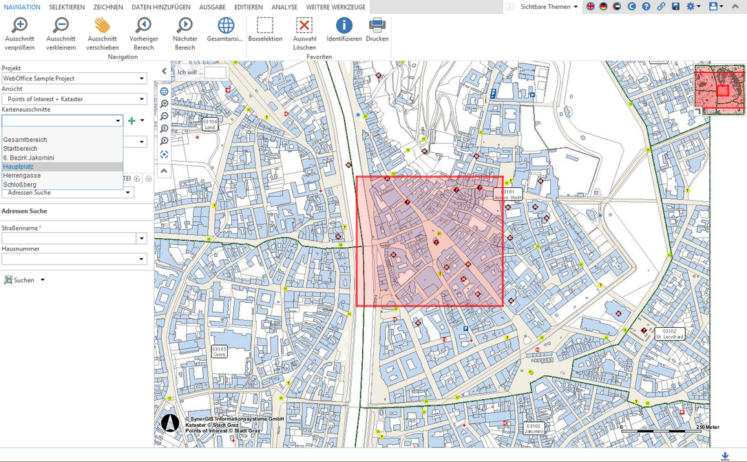 WebOffice core Client - Vorschau eines Kartenauschnittes (Geo-Bookmarks)