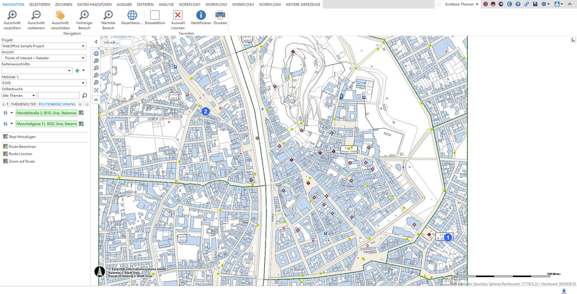 Anzeige der Routingstops in der WebOffice 10.2 SP3 Core Client Applikation