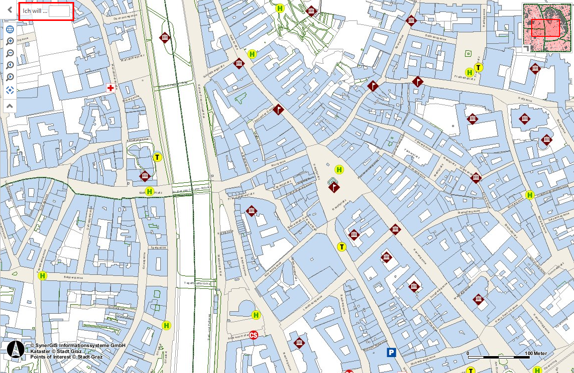 Schnellfunktionen-Bereich im Hauptkartenbereich des WebOffice core Client
