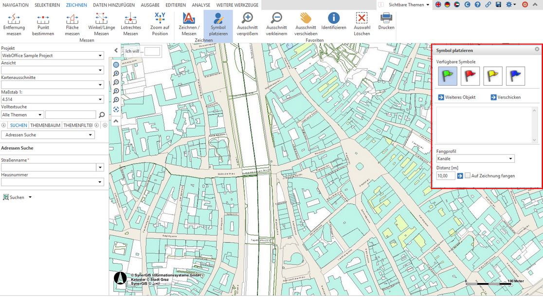Werkzeug-Dialogfenster im WebOffice core Client