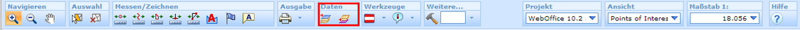 Werkzeuge Daten hinzufügen im WebOffice html Client