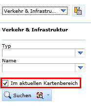 Suche im aktuellen Kartenbereich ausführen