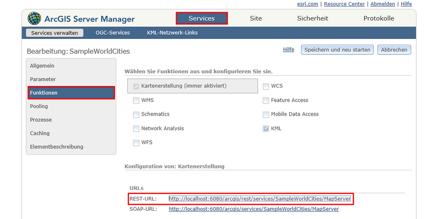 Überprüfen des mitgelieferten SampleWorldCities Service