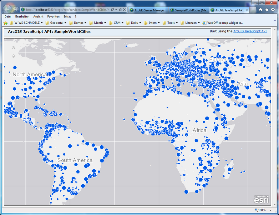 SampleWorldCities mit ArcGIS JavaScript API