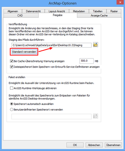 Standardpfad verwenden