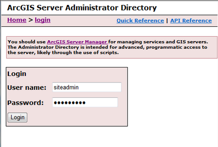 ArcGIS 10.2 for Server Administrator Verzeichnis