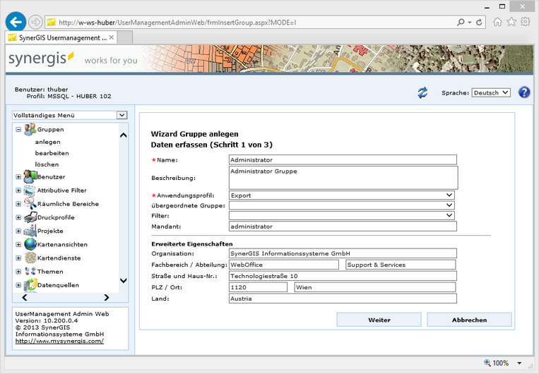 Gruppe anlegen - Schritt 1 Gruppe anlegen - Schritt 1