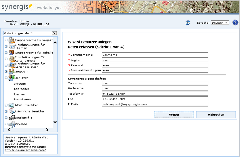 Benutzer anlegen - Schritt 1 Benutzer anlegen - Schritt 1