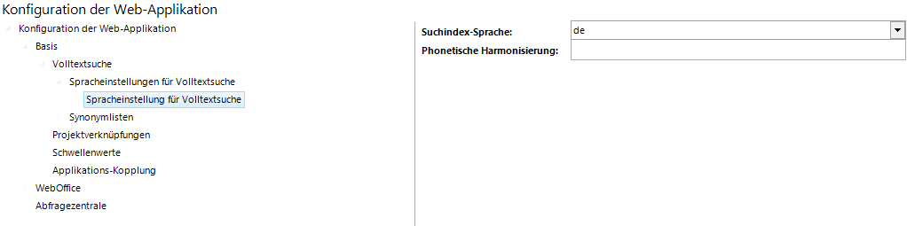 Spracheinstellungen für Volltextsuche Konfiguration