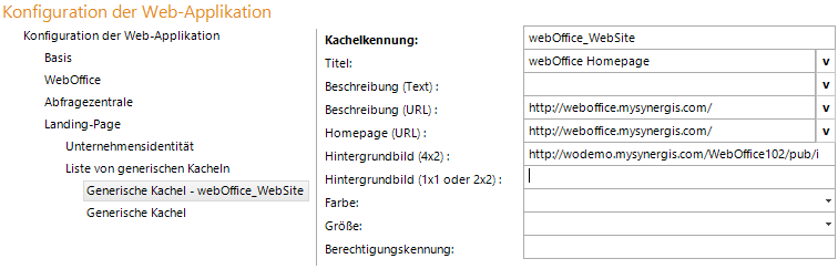 Konfiguration - Liste von generischen Kacheln