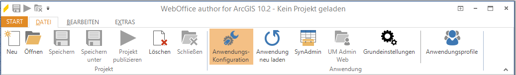 Anwendungskonfiguration - Menü